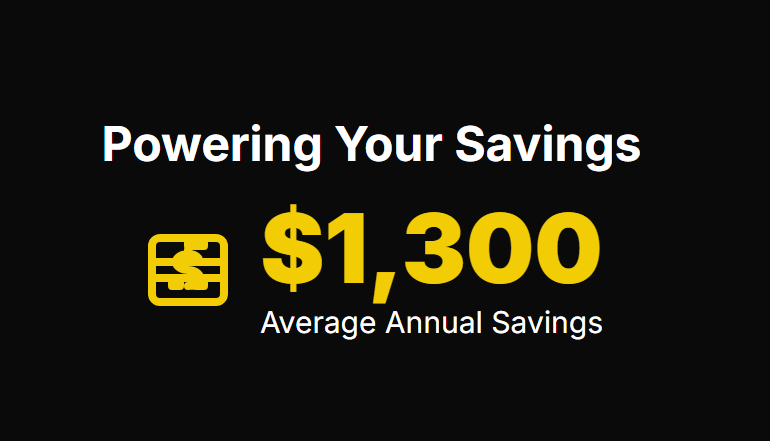 Powering Your Savings
$1,300
Average Annual Savings