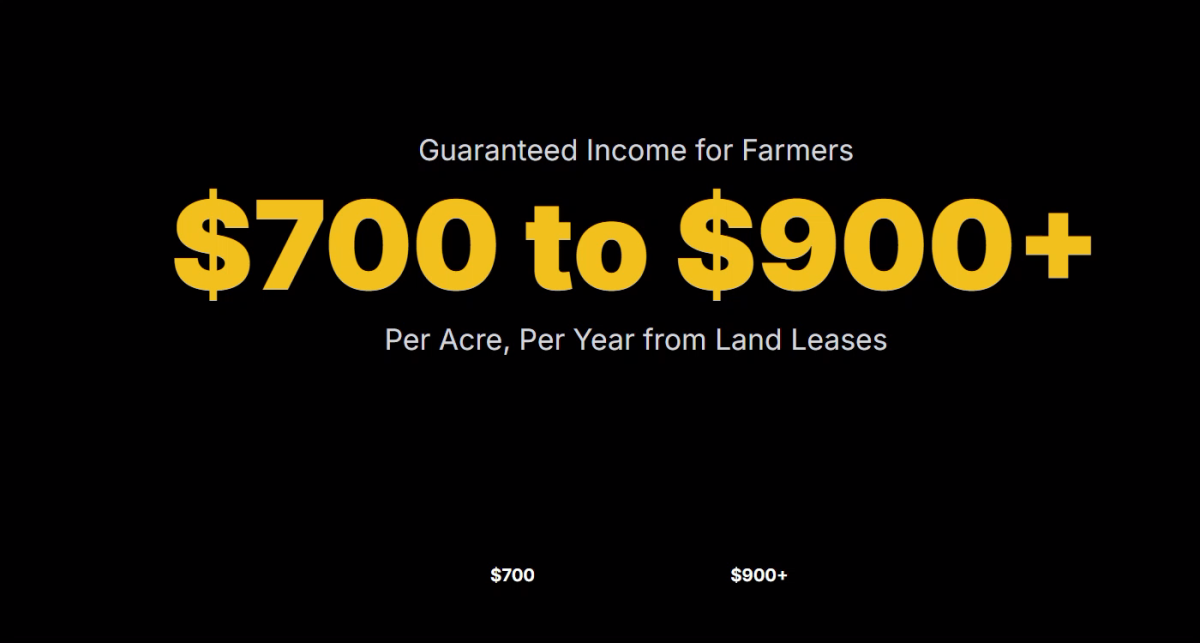 Guaranteed Income for Farmers $700 to $900+ Per Acre, Per Year from Land Leases $700