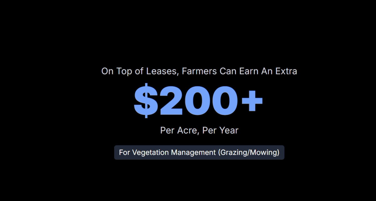 On Top of Leases, Farmers Can Earn An Extra $200+ Per Acre, Per Year For Vegetation Management (Grazing/Mowing)