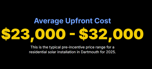 Average Upfront Cost
$23,000 - $32,000

This is the typical pre-incentive price range for a residential solar installation in Dartmouth for 2025.