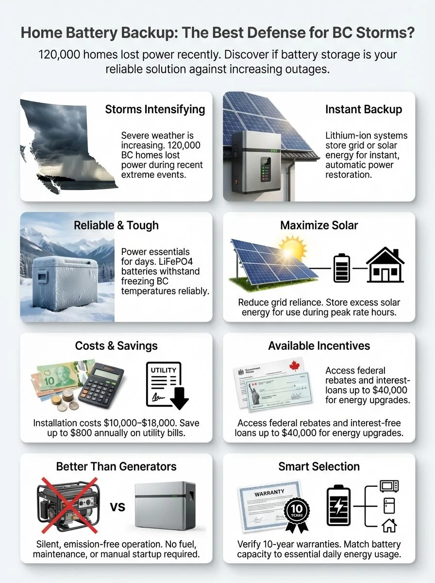 120,000 BC Homes Lost Power: Is A Home Battery The BEST Power Backup For Canadian Storms?