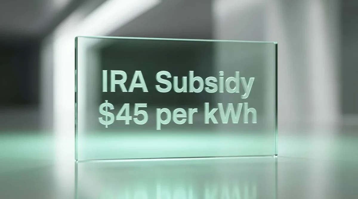 A conceptual graphic displaying the 45 dollars per kWh IRA subsidy for battery modules.