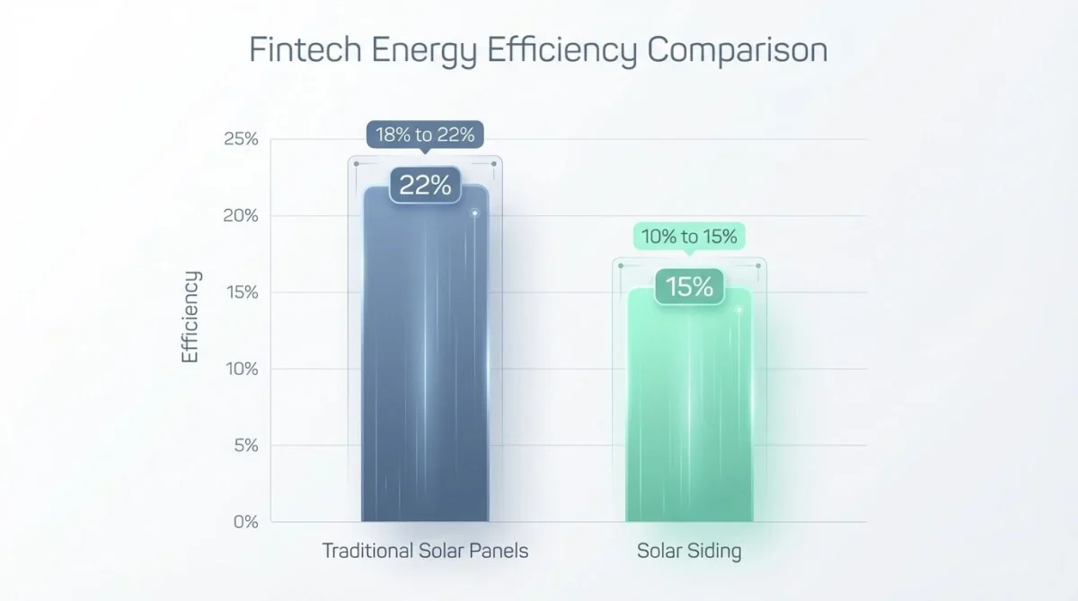 Bar chart comparing energy efficiency between traditional solar panels and solar siding.