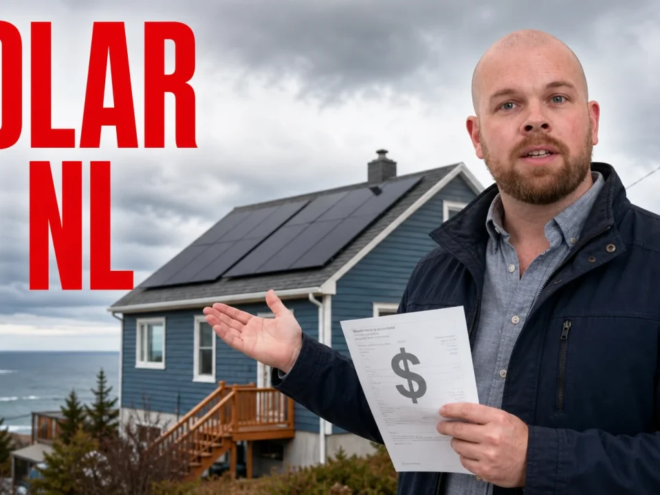 Solar panels in Newfoundland and Labrador 2026 guide thumbnail with homeowner and coastal rooftop solar