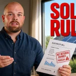 Solar Panels in New Brunswick 2026: Cost, Rebates, Net Metering, and NB Power's Proposed Changes Ray holding an electricity bill beside rooftop solar panels for New Brunswick solar rules in 2026