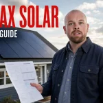Man holding an electricity bill beside a Halifax home with rooftop solar panels for a 2026 solar cost guide