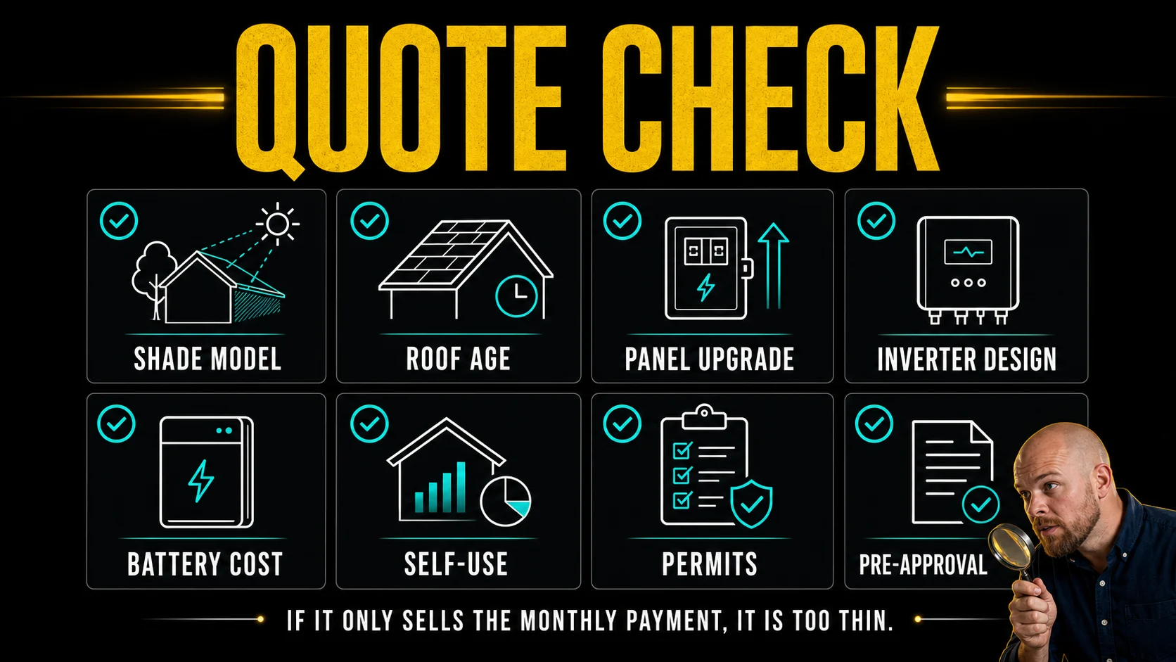 Burnaby Solar Quote Checklist Infographic Infographic checklist for Burnaby solar quotes covering shade model, roof age, panel upgrade, inverter design, battery cost, self-use, permits and pre-approval