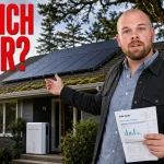 Ray standing in front of a Saanich home with solar panels and red text reading SAANICH SOLAR?