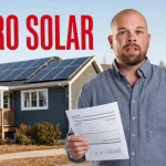Truro solar cost guide thumbnail showing a homeowner beside a house with rooftop solar panels